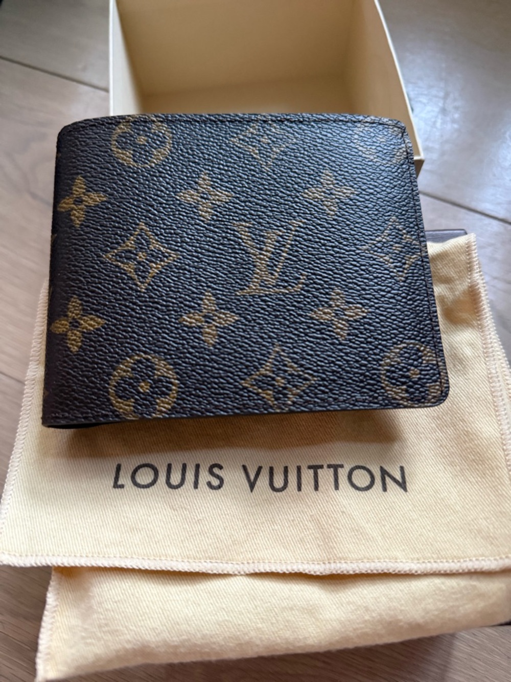 Louis Vuitton Monogram Canvas Bi-Fold Wallet - Dark Brown with Gold Monogram